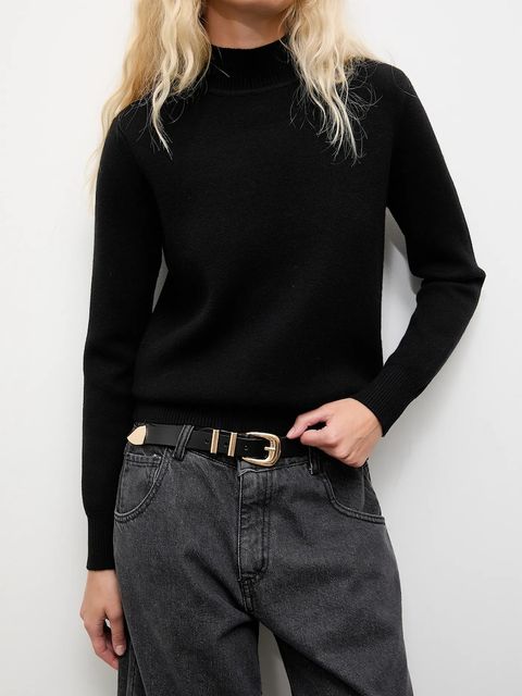 Answear.LAB sweter z kaszmirem damski kolor czarny z półgolfem