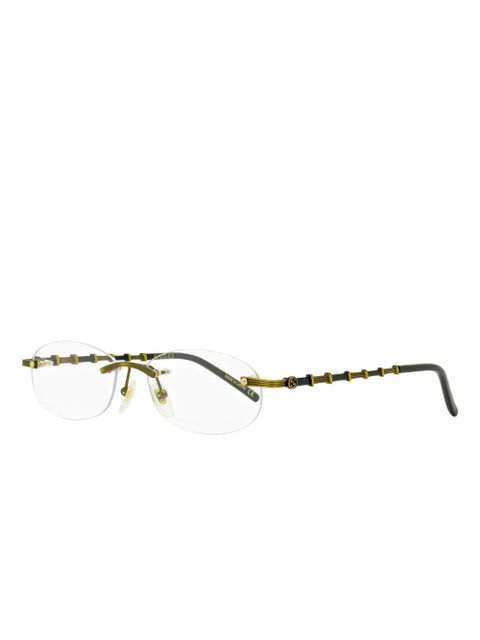 Gucci Eyewear bamboo-detail rimless glasses - Gold - zdjęcie produktu nr 2