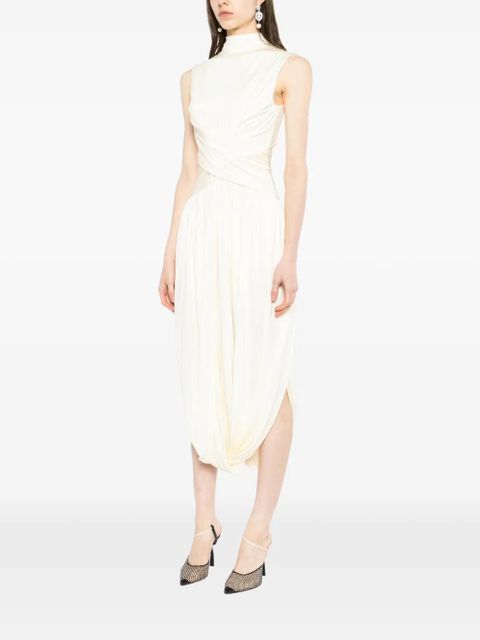 Self-Portrait wrap midi dress - Neutrals