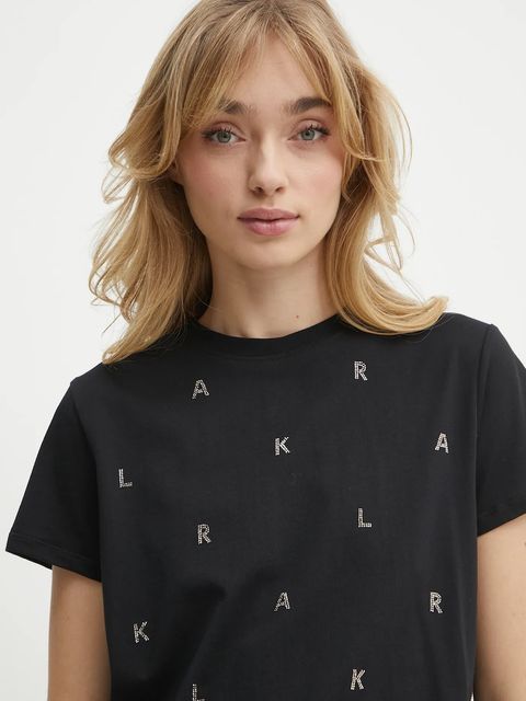 Karl Lagerfeld t-shirt bawełniany damski kolor czarny A1W17078