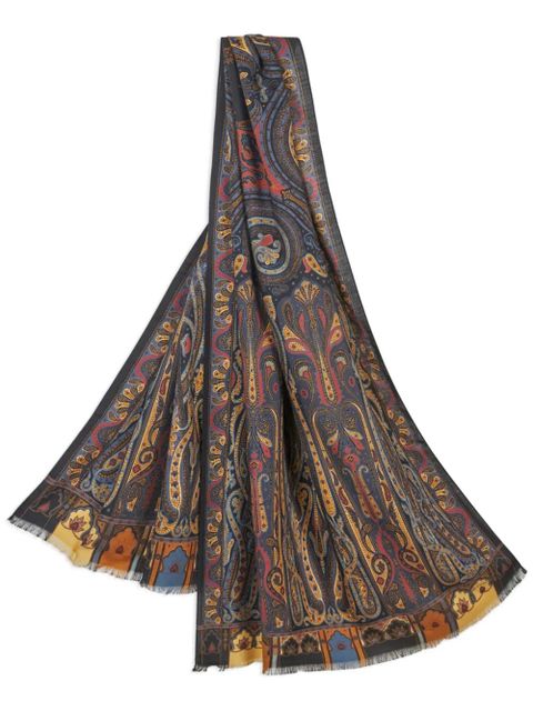ETRO paisley-print fringed scarf - Black - zdjęcie produktu nr 1