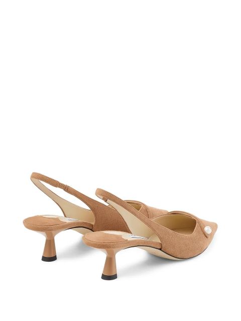 Jimmy Choo 45mm Amita pearl-embellished slingback pumps - Neutrals