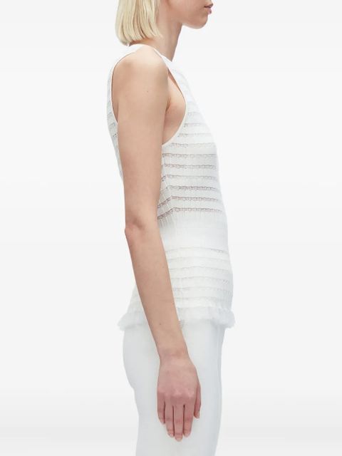 3.1 Phillip Lim ribbed-knit ruffled top - Neutrals