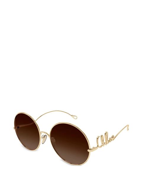 Chloé Eyewear logo-lettering round-frame sunglasses - Gold - zdjęcie produktu nr 1