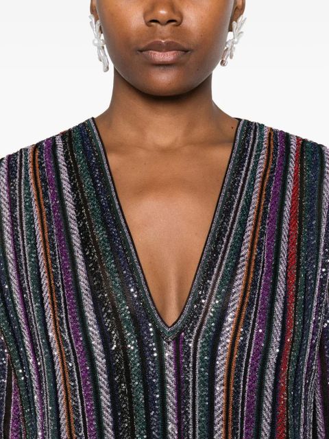 Missoni sequin-striped V-neck maxi dress - Purple