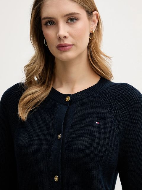 Tommy Hilfiger kardigan bawełniany damski kolor granatowy lekki WW0WW48795