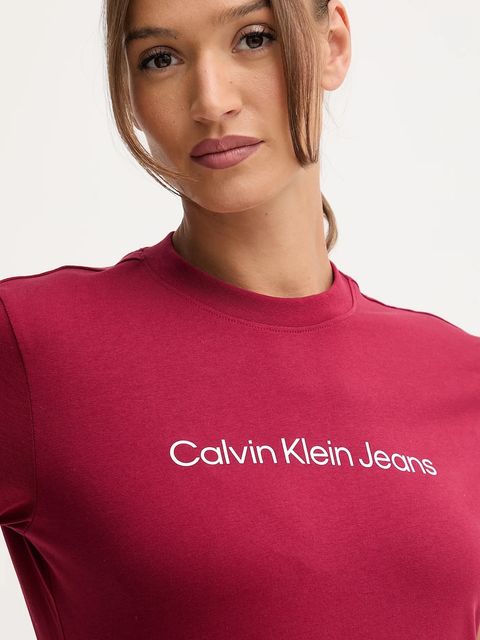 Calvin Klein Jeans t-shirt bawełniany damski kolor bordowy LV047C912G