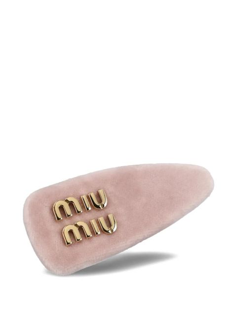 Miu Miu velvet logo-detail hair clip - Pink - zdjęcie produktu nr 1