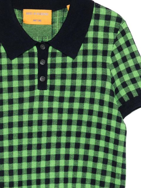 Guest In Residence Shrunken checked polo top - Green