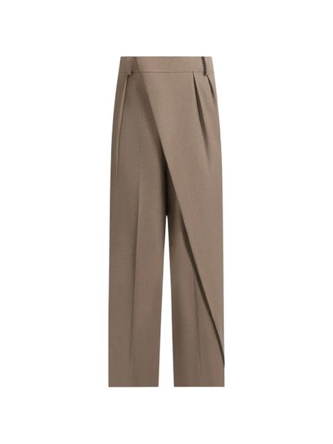 Manière De Voir Colette wrap-front pleated tailored trousers - Brown - zdjęcie produktu nr 1
