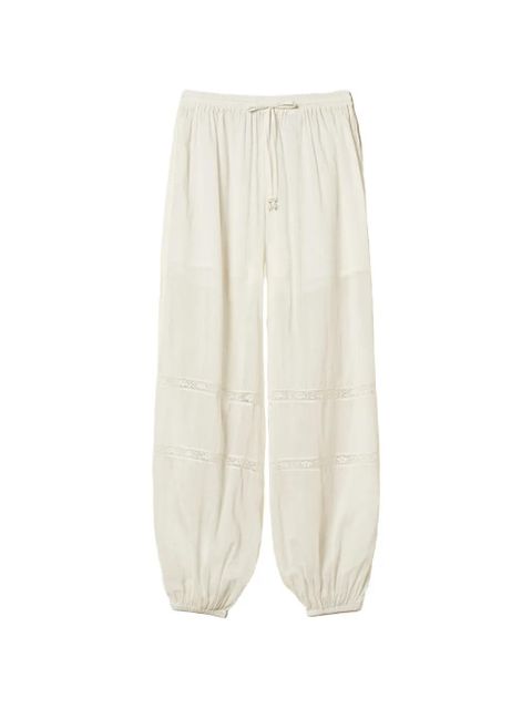 TWINSET lace-insert muslin trousers - White - zdjęcie produktu nr 1
