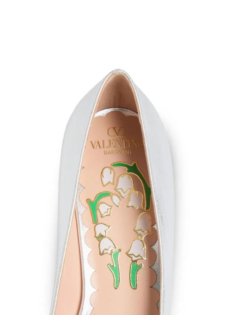 Valentino Garavani Bowow pumps in laminated nappa 45mm - Silver