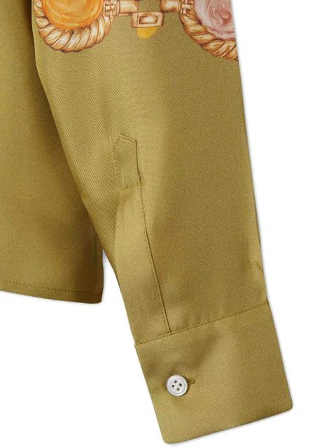 Versace printed cropped silk shirt - Green