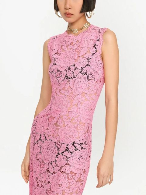 Dolce & Gabbana floral-lace midi dress - Pink