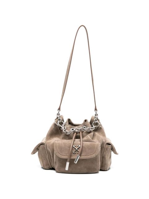 Off-White Dumbo.B appliqué chain suede bucket bag - Neutrals - zdjęcie produktu nr 1
