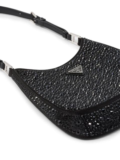 Prada Cleo crystal-embellished shoulder bag - Black