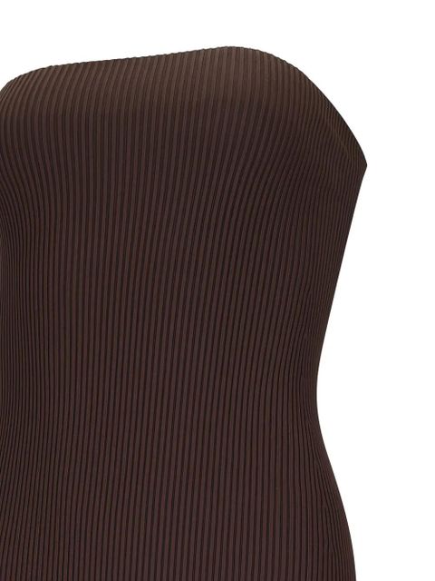 Max Mara ribbed strapless midi dress - Brown
