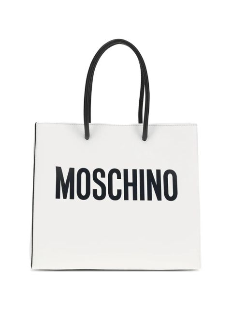 Moschino logo-print leather tote bag - White - zdjęcie produktu nr 1