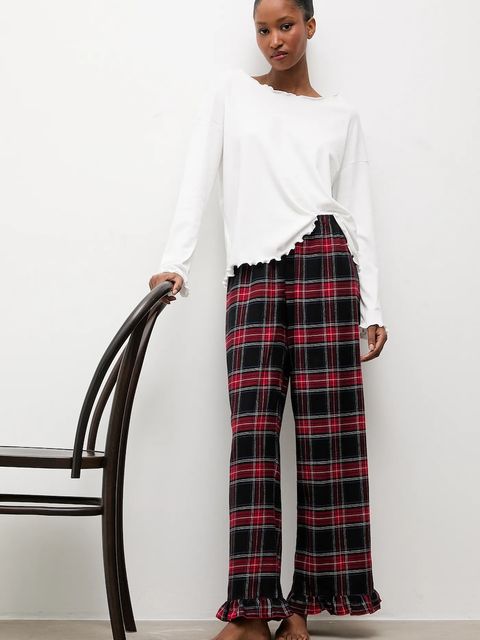 Answear.LAB piżama bawełniana kolor czerwony koronkowa - zdjęcie produktu nr 1