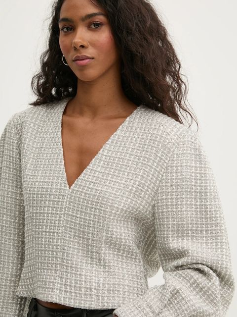 IRO bluzka z domieszką wełny kolor beżowy wzorzysta WM16JILLA