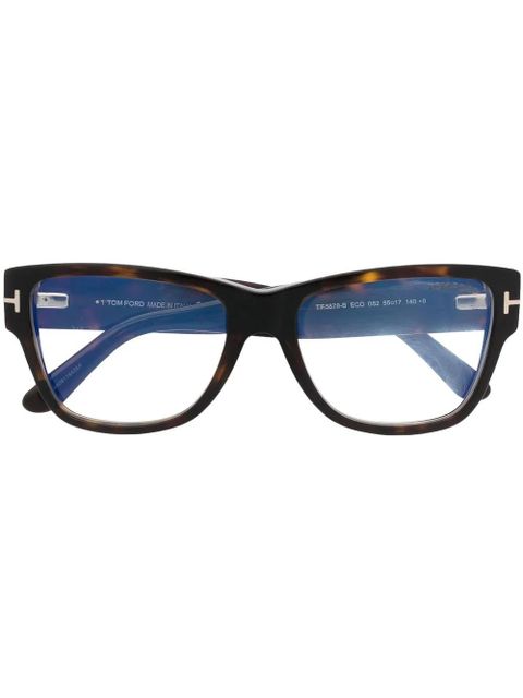 TOM FORD Eyewear logo-arm tortoiseshell glasses - Black - zdjęcie produktu nr 1