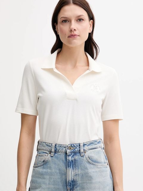 Tommy Hilfiger polo damski kolor beżowy WW0WW45807 - zdjęcie produktu nr 1