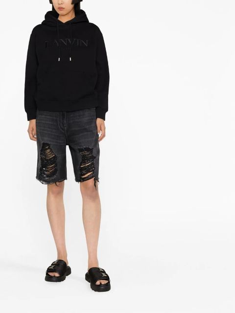 Lanvin logo-print drawstring hoodie - Black