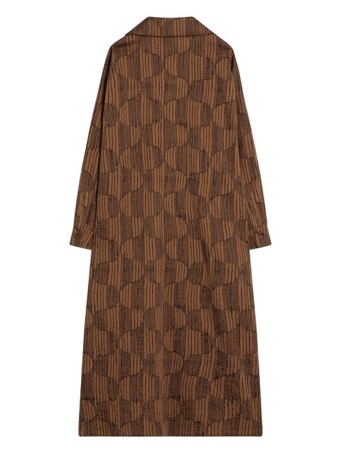 Max Mara geometric-print shirt midi day dress - Brown