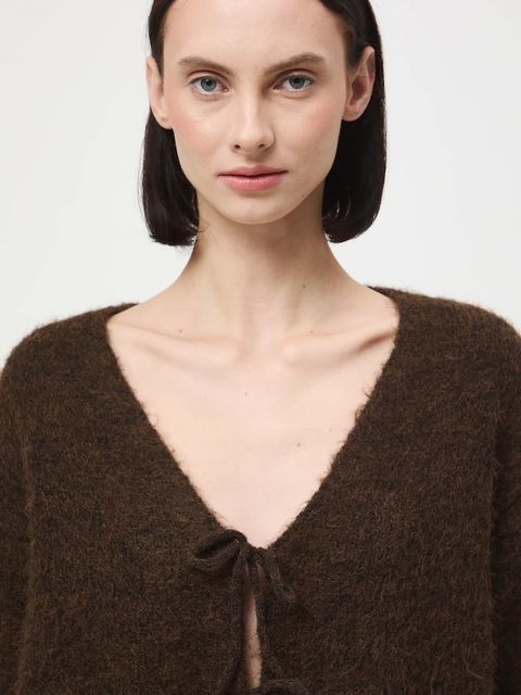 Medicine kardigan damskie kolor brązowy ciepły