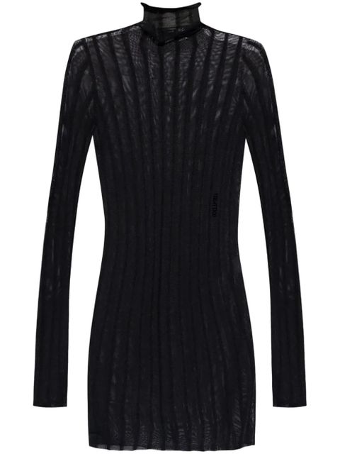 The Attico semi-sheer roll-neck dress - Black - zdjęcie produktu nr 1