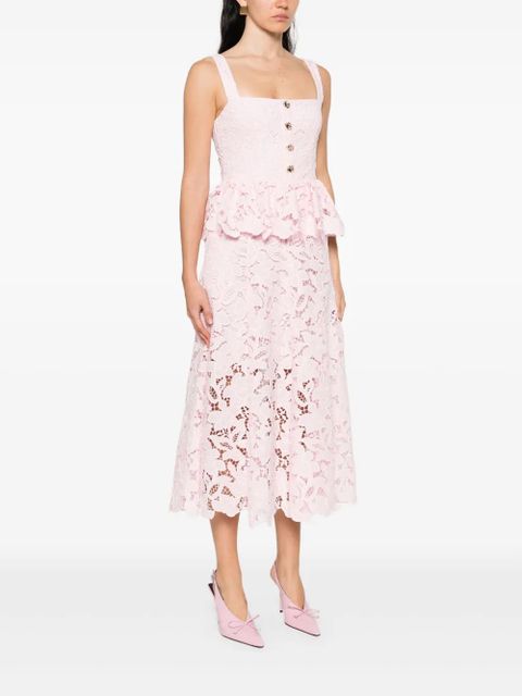 Self-Portrait floral-lace midi dress - Pink