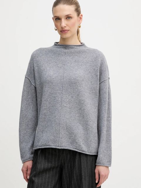 OUI sweter z dodatkiem wełny damski kolor szary z półgolfem 96148 - zdjęcie produktu nr 1