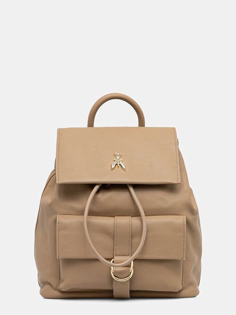 Patrizia Pepe plecak skórzany damski kolor beżowy mały gładki 8B0285 L162 - zdjęcie produktu nr 1