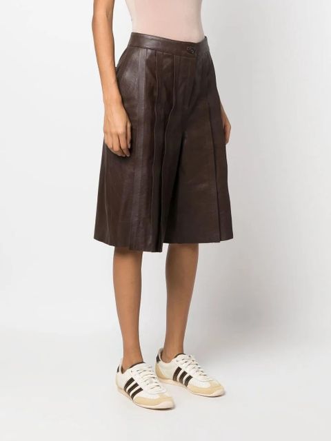 Golden Goose pleated leather shorts - Brown