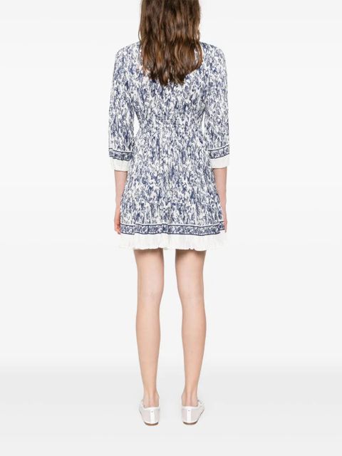 Maje floral-print pleated mini dress - Blue