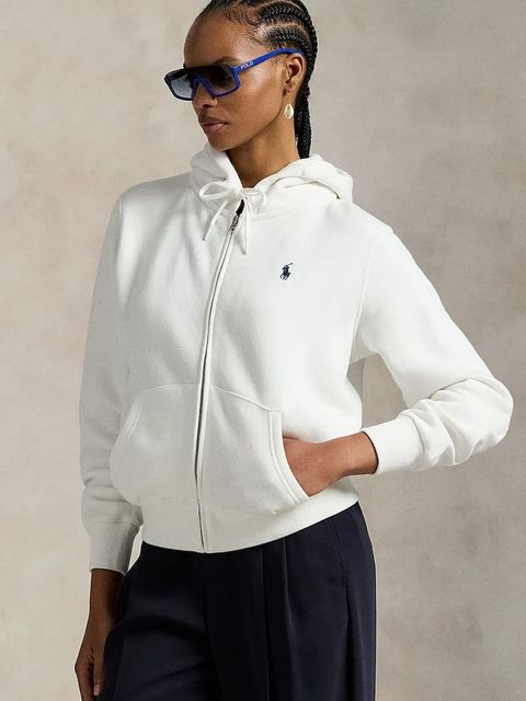 Polo Ralph Lauren bluza damska kolor biały z kapturem gładka 211971699 - zdjęcie produktu nr 1