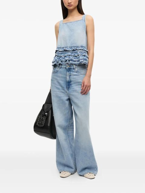 GANNI ruffled denim top - Blue - zdjęcie produktu nr 2
