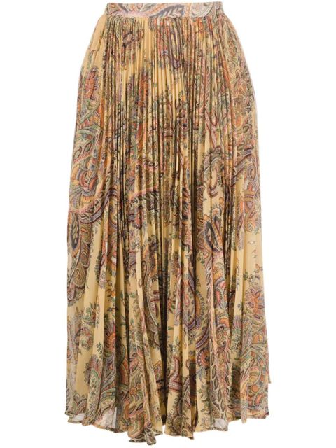 ETRO paisley-print pleated silk midi skirt - Neutrals - zdjęcie produktu nr 1