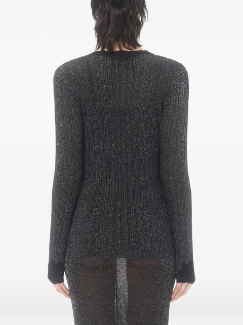 Valentino Garavani Lurex Knit Cardigan With Lace - Black