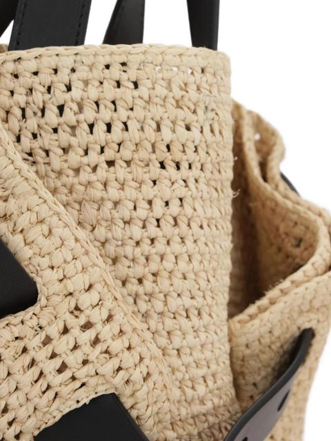 LOEWE mini Punch Hole rafia-crochet cross body bag - Neutrals