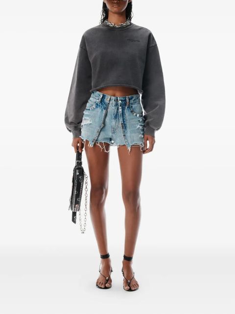 Alexander Wang embroidered-logo cropped sweatshirt - Grey