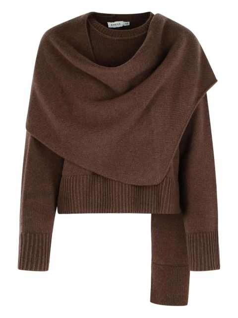 Simkhai Elson ribbed scarf-panel sweater - Brown - zdjęcie produktu nr 1