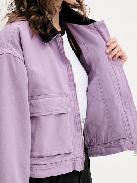 Karl Lagerfeld Jeans kurtka bawełniana kolor fioletowy przejściowa oversize A3W14016