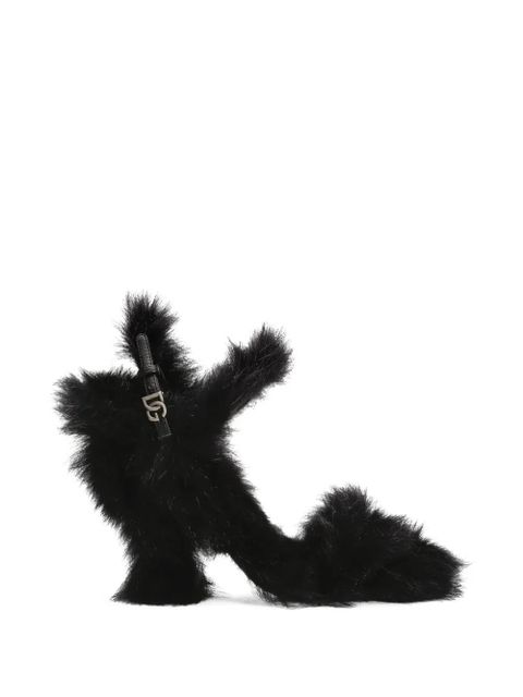 Dolce & Gabbana 105mm fur-trimmed buckle sandals - Black - zdjęcie produktu nr 2