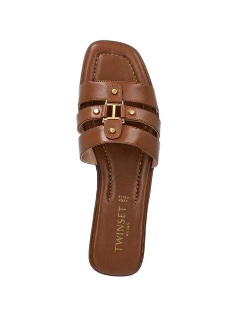 TWINSET logo-plaque caged slides - Brown