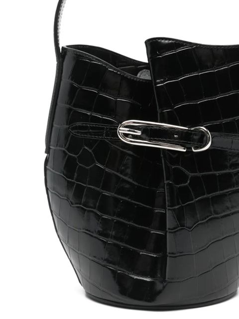 Liffner croc-embossing belted bucket bag - Black