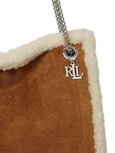 Lauren Ralph Lauren medium Bradley shearling-trim shoulder bag - Brown