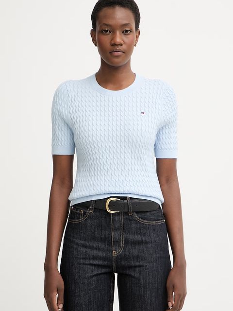 Tommy Hilfiger sweter z krótkim rękawem damski bawełniany - zdjęcie produktu nr 1
