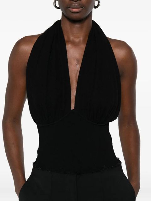 Paris Georgia draped halterneck bodysuit - Black