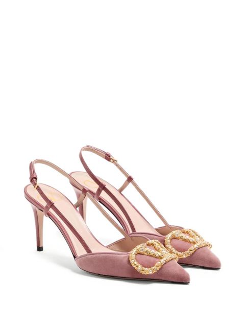 Valentino Garavani 80mm VLogo Signature embellished pumps - Pink